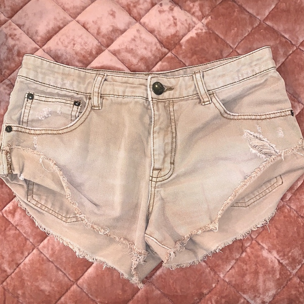 Tan free people cut offs